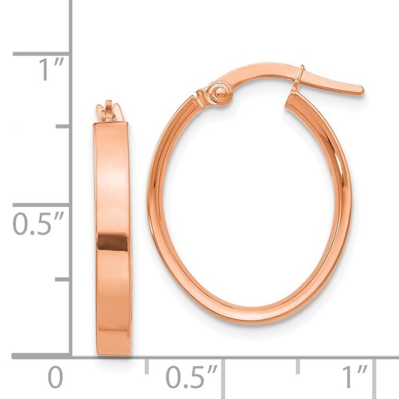 14K Rose Gold Oval Hoop Earrings - Picture 2 of 4